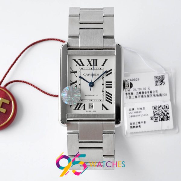 cartier tank rep mat trang day thep (9)