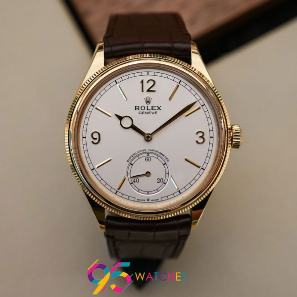 Đồng hồ Rolex 1908 vỏ bọc Full vàng dây da Replica 1 1 cao cấp